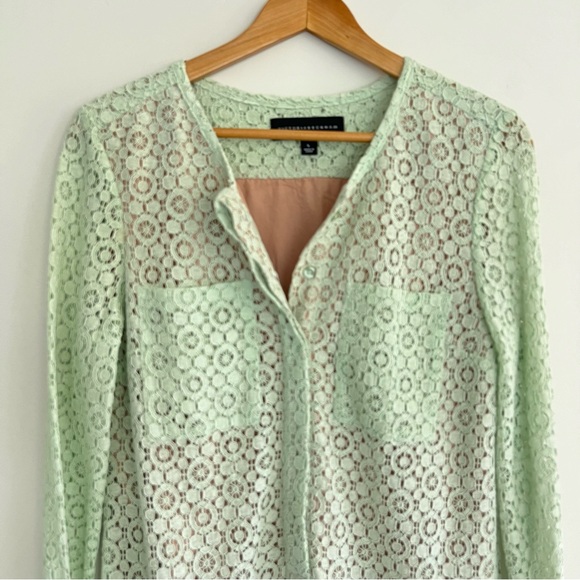 VICTORIA BECKHAM x Target Mint Green Lace Sheer Cotton Blend Dress Sz L NWT - Picture 9 of 16
